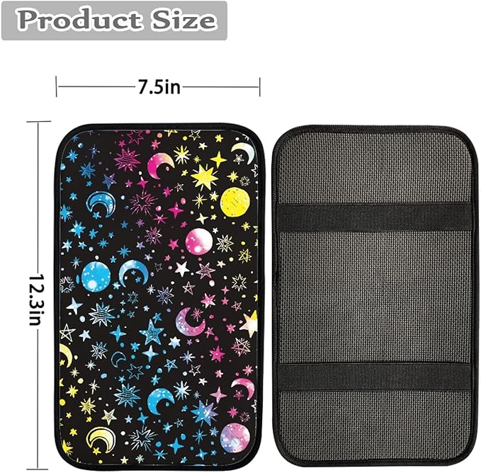 Coldinair Tropical Gold Sunset Beach Palm Trees Print Car Center Console Pad Soft Armrest Protector Cover Fit for Most Vehicle,SUV,Truck,Washable