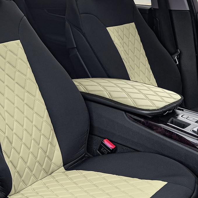 FH Group Neosupreme Beige Diamond Pattern Center Console Pad – Water-Resistant Armrest Cover Protector for Cars, SUVs & Trucks