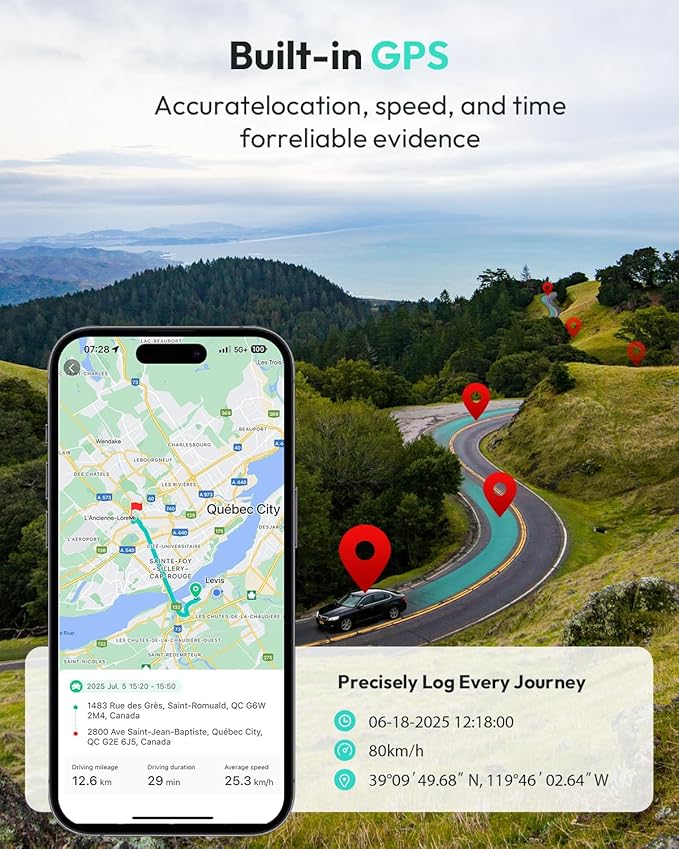 BOTSLAB 4K Dual Dash Cam Front and Rear [2026 Upgraded], STARVIS 2 Sensor, 64GB Card Included, Voice Control, 5GHz WiFi Dashcam Front and Rear Camera, Built in GPS, WDR Night Vision, 24H Parking Mode