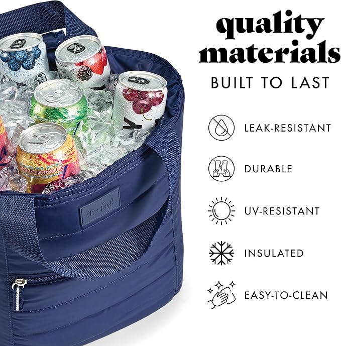 Fit & Fresh Mari Cooler Backpack for Women, Insulated Leakproof Soft Cooler Bag (12 Can), Lunch Tote, Beach Cooler, Lightweight Travel Picnic Tote, Navy