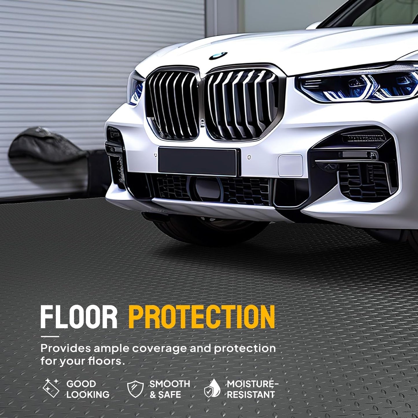 TUFFIOM 7.5 x 20 FT Garage Floor Mat, Thickened Diamond Plate PVC Garage Mats Flooring Roll for Under Car, Garage Parking Mats for Floor Large SUVs, MPV, Pickup Truck