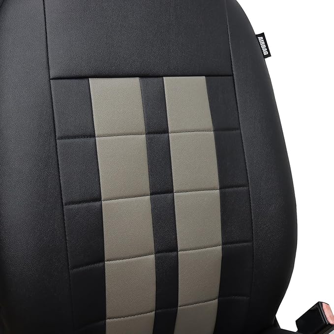 Champlus Car Seat Covers, Premium Leather Ultra Comfort and Thick 2 Front Seat Covers Racing Design, Universal Fit Automotive Sedan Cars, SUVs, Trucks, Mini Vans, Airbag Compatible, Easy to Install