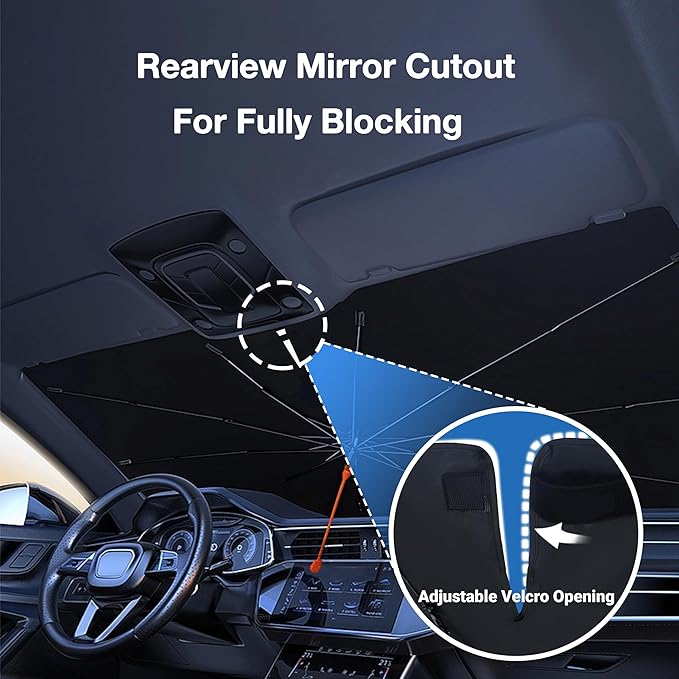 CHILLTEK Funny Animal Car Windshield Sun Shade, Cute Hamster Car Sun Shade, Block UV Rays Heat Foldable Windshield Umbrella Sun Visor Protector - Keep Vehicle Cool for Cars SUV