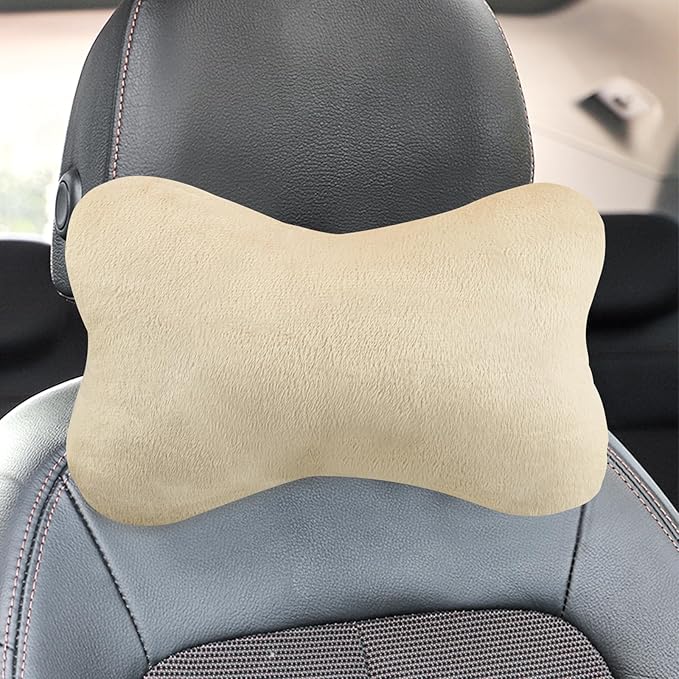2PCS Car Headrest Pillow,Soft & Comfortable Car Neck Pillow for Driving Fatigue Relieve,All-Season Universal Cars Head Rest Pillows Automotive Interlor Accessorles for Cars (Beige/2PCS)