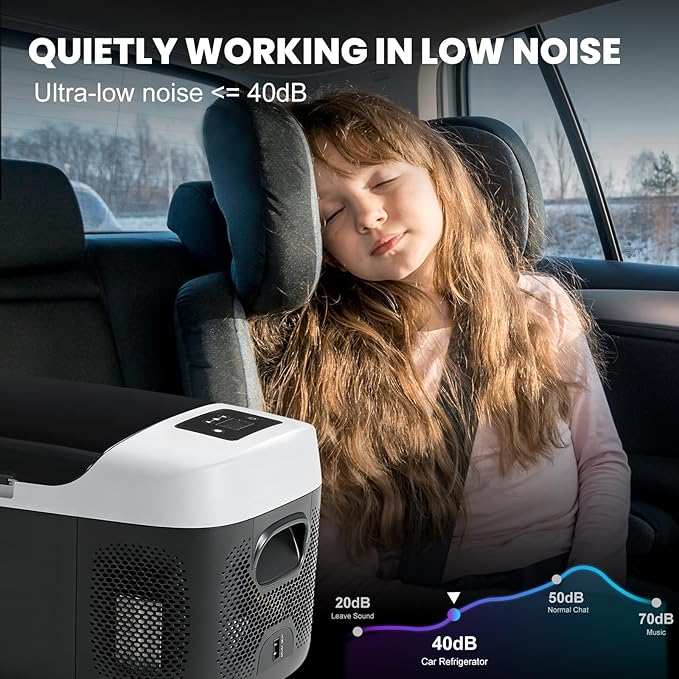 OLIXIS Portable Car Refrigerator, 17QT Single-Zone Electric Cooler for Vehicles, -4℉-68℉ Freezer Smart Control via Bluetooth with Car Battery Protection, Child Lock, 12/24V DC & 100-240V AC Powered