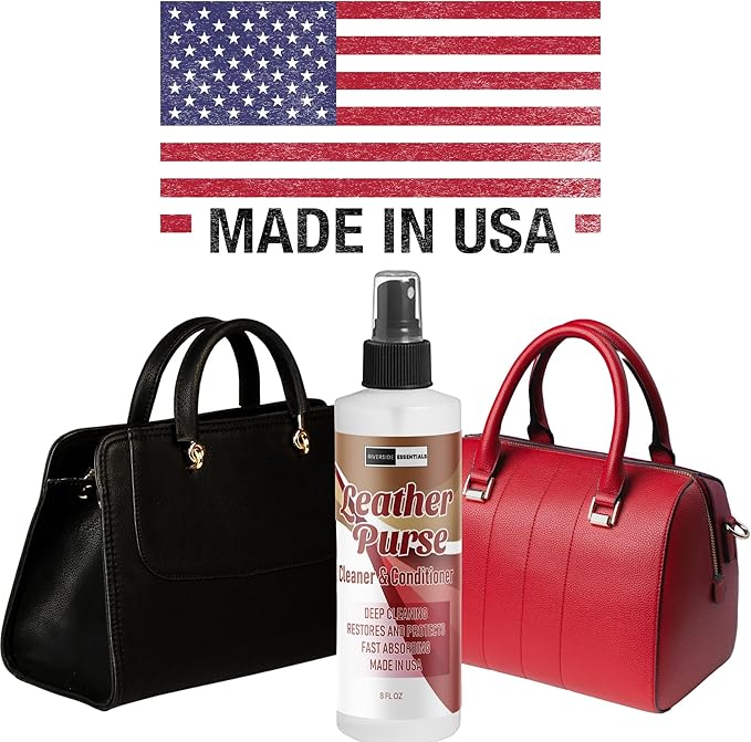 8oz Leather Purse Cleaner & Conditioner – 3-in-1 Spray for Handbags, Designer Bags & Luxury Purses – Deodorizes, Cleans, Conditions & Restores Leather – Safe on Finishes