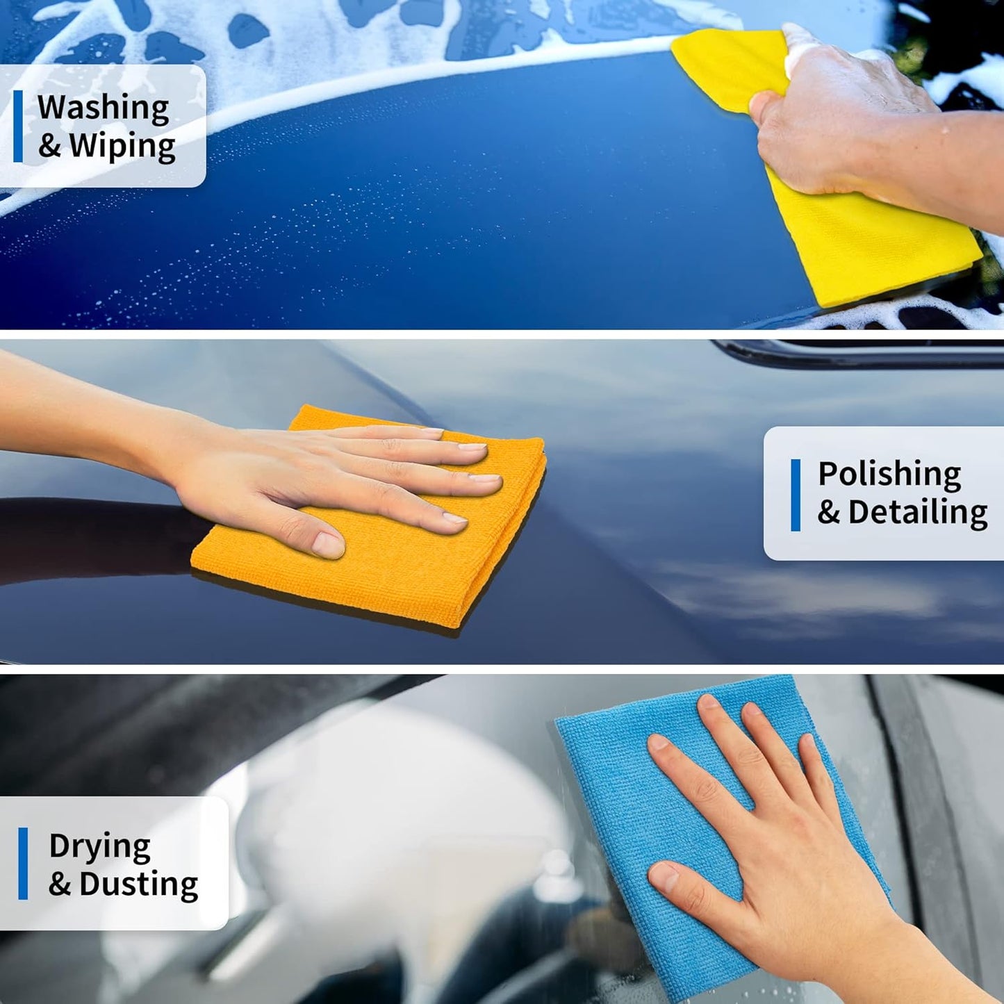 HOMERHYME Microfiber Cleaning Cloth, 100 Pack Cleaning Rags Microfiber Towel Bulk Absorbent Lint-Free Wash Cloths, All-Purpose Towels for Cars, Shop, Automotive, Garage, Home and Kitchen 11.5"*11.5"