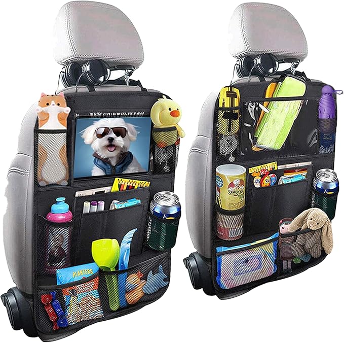 Backseat Car Organizer and Car Seat Protector with Thickest Padding (1 Pack) Bundle, Car Travel Accessories
