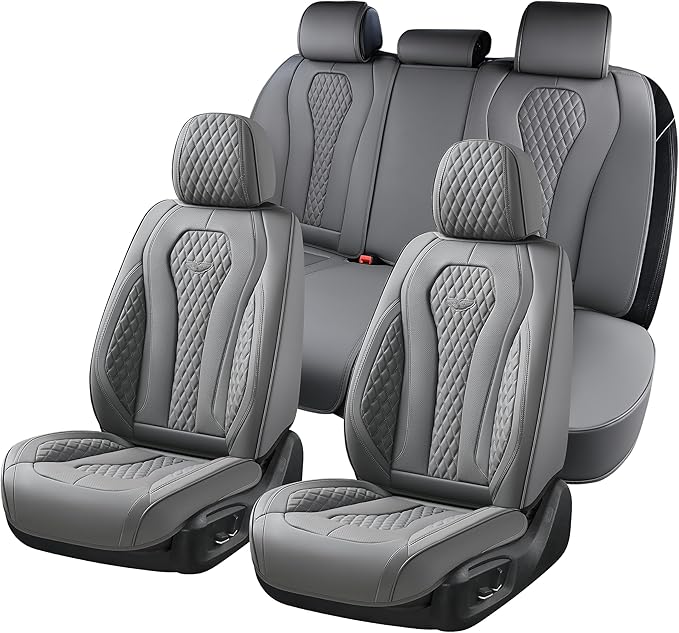 Coverado Seat Covers, Car Seat Covers Full Set, Gray Car Seat Cover, Car Seat Cushion Waterproof, Car Seat Covers Front Seats Back Seat Covers, 8839 Car Seat Protector Universal Fit Most Cars