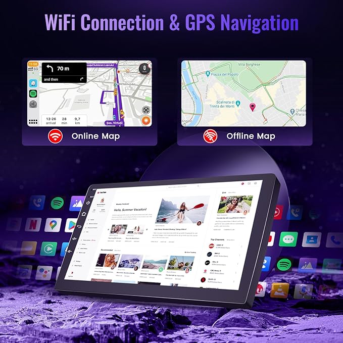 8-core 4G+64G Car Stereo for Toyota Corolla 2009-2013 with 9-Inch 1280P QLED Touchscreen 5G WiFi, Android Car Radio Carplay Android Auto BT5.1 DSP/Hi-Res Audio 5GWifi SWC GPS Backup Camera