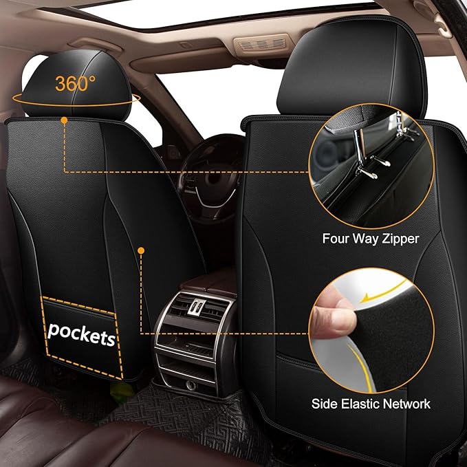 Car Seat Covers Fit for Kia Sorento 2007-2023 2024 2025 Full Set Leather Seat Covers Set with Lumbar Support Premium Automotive Cushion Protector(5 Seat, Black&Red)