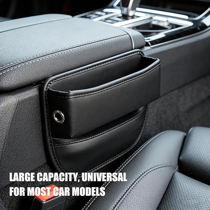 2 Pack Car Seat Gap Filler Organizer,Premium Leather Console Organizer Interior Accessories for Phone,Sunglasses,Keys, and Small Items, Universal Fit for Car, SUV and Truck