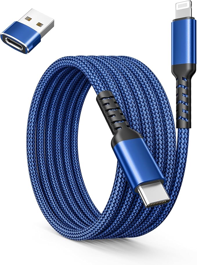 Basesailor USB C to Lightning Charger Cable 6.6ft with USB A Adapter,iOS Type C Power Delivery PD Fast Charging Cord for iPhone 11 12 13 14 Mini Pro Max,SE,iPad 8th 9th Generation
