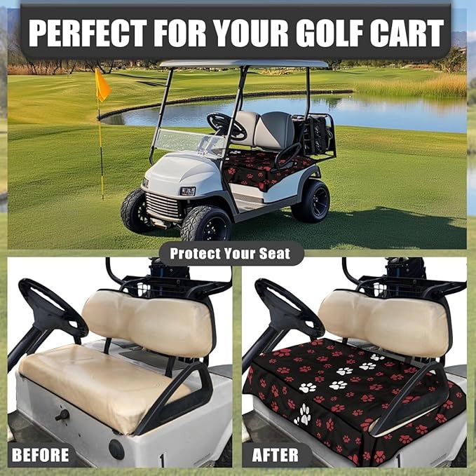 Biyejit Golf Cart Seat Covers with 4 Pockets Golf Cart Seat Towel Blanket Fits 2-Seat Golf Carts, Golf Cart Accessories