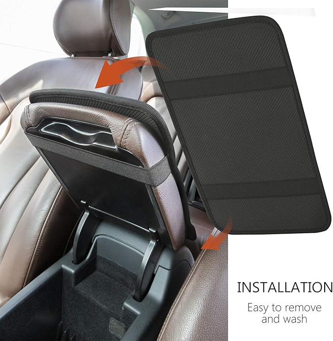 Dreaweet Brown Cow Print Auto Center Console Pad, Breathable Car Armrest Seat Box Cover Protector Universal Fit Cushion for Most Cars