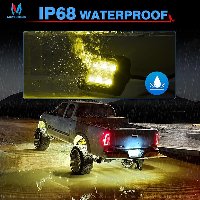 MICTUNING C2 Curved RGBW LED Rock Lights - 12 Pods Underglow Multicolor Neon Light with Wiring Switch Kit, Bluetooth Controller with APP Control