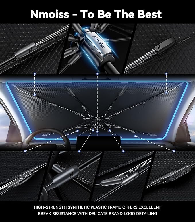 Windshield Sun Shade Umbrella for BMW - [Vinyl Coating Heat Shield] Protect Car from Sun Rays & Heat Damage Keep Cool and Protect Interior
