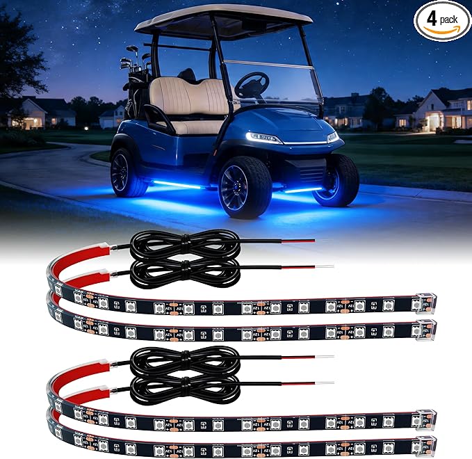 LED Strip Lights 12V Cuttable IP68 Waterproof 12 Inch Interior Exterior Underbody Light for Car SUV Truck Motorcycle Boat Golf Cart 18 SMD 5050 Blue 4 Pack