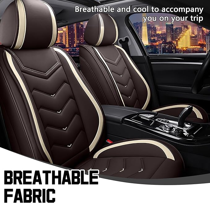 CTDS Car Seat Covers for Honda Civic 2000-2026, Stylish Sport Seat Cover, Premium Nappa Leather Car Seat Cover. Automobile Seat Covers Sets.(Standard 2 Seats/Coffee Color)