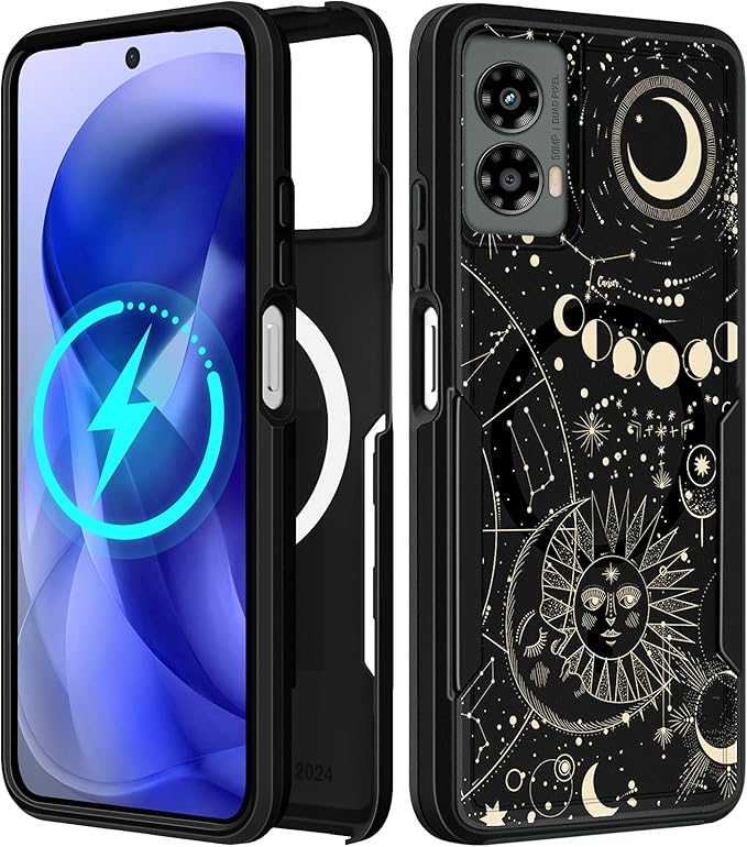 for Moto G 5G 2024 Case - Compatible with MagSafe Women Girls Cute Magnetic Protective Phone Cover Girly Aesthetic Sun Moon Heavy Duty Shockproof Design for Motorola Moto G 5G 2024 Cases