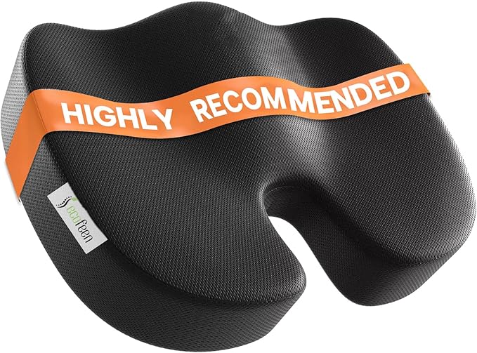 Seat Cushion – Memory Foam, Non-Slip Orthopedic Coccyx Support Pad for Office Chairs, Car Seats & Home, Ergonomic Tailbone, Sciatica & Lower Back Pain Relief