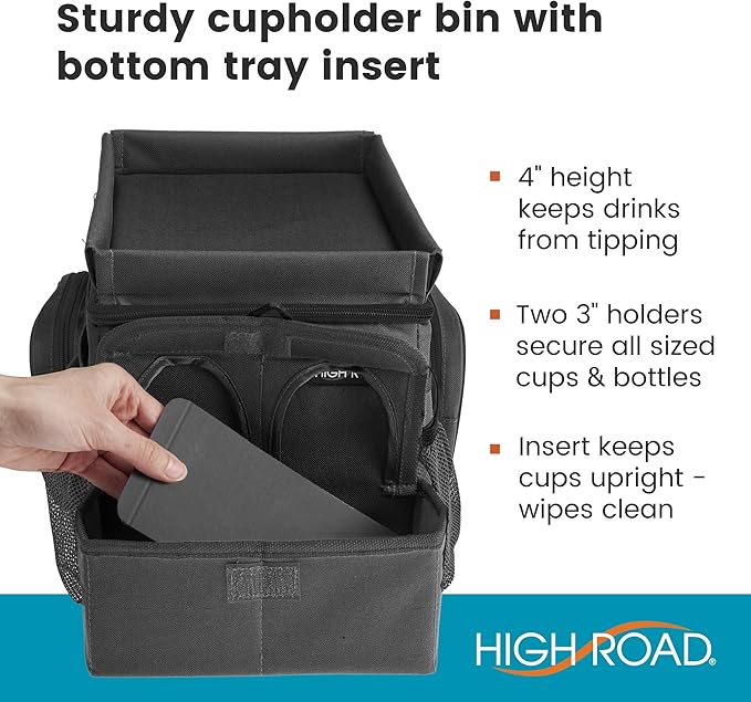 High Road CarHop Backseat Organizer for Kids and Passenger Seat Organizer for Adults - Car Seat Cooler with Cup Holders and Convertible Tray Lid