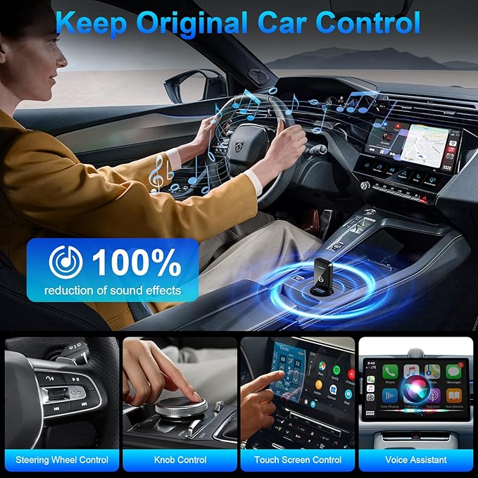2025 Upgrade Mini CarPlay Wireless Adapter Support Apple CarPlay & Android Auto,Convert Wired to Wireless CarPlay Adapter,Stable Control & No Delay,2 in 1 Wireless Android auto Box for Cars from 2016