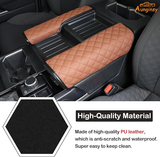 Car Leather Center Console Protector Cover Compatible with Toyota Tundra/Sequoia 2022-2026, Center Console Armrest Seat Box Cover Cushion Lid Protector Pad Waterproof Anti-Scratch Interior Accessories