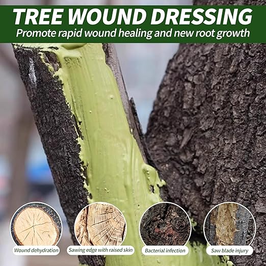 Tree Wound Sealer, 500g Tree Wound Dressing Grafting Wax with Brush, Rapid Protective Film Forming Pruning Sealant for Bonsai, Fruit Trees, Plant Repair, Grafting Paste Tree Paint Protection(17oz)