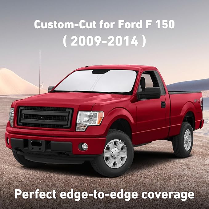 EcoNour Windshield Sunshade Compatible for Ford F150 2009-2012 2013 2014, Sun Visor for Front Windshield & Window Sun Shade Cover, UV Heat Blocker & Protector, Car Accessories