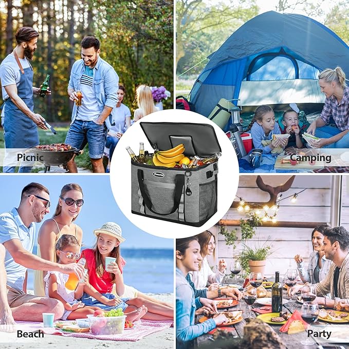 Maelstrom Collapsible Soft Cooler Bag,35/55/75 Cans Beach Cooler with Flip Top Lid, Ice Chest, Leakproof & Portable for Beach, Camping, Road Trips & Grocery Shopping