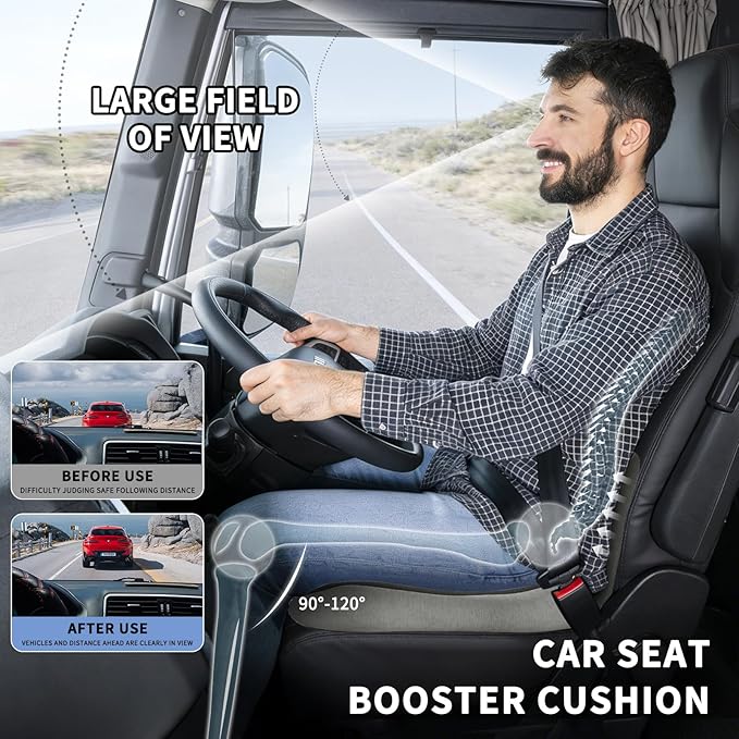 Trucker seat Cushions for Long Sitting, Office Chair Seat Cushions for Office Chair with L-Shaped Ergonomic Design, Memory Foam Chair Cushion for Long Sitting Office Worker(Black Gray)