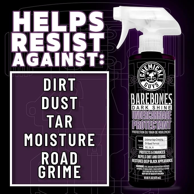 Chemical Guys TVD_104_1602 Bare Bones Premium Dark Shine Spray for Undercarriage, Tires and Trim, Safe for Cars, Trucks, Motorcycles, RVs & More,16 fl oz (2 Pack)