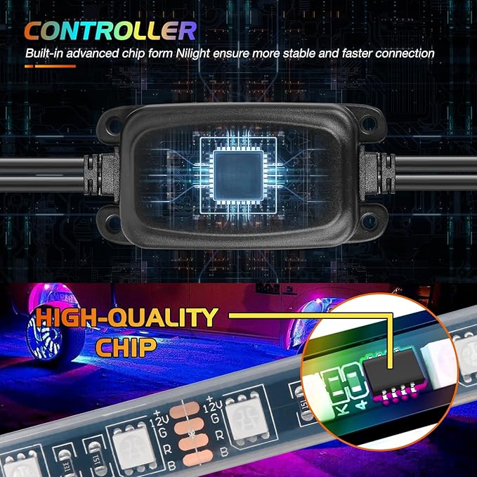 Nilight 4PCS 15.5inch Double Row LED Wheel Ring Lights RGB with APP and Remote Control Neon Lights w/Turn Signal and Braking Function Dual Row for Car Van SUV Truck