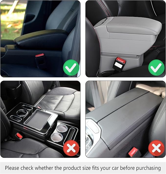 Upgraded Car Center Console Cover,Microfiber Leather Car Armrest Cover Cushion with 2 Storage Bags,Universal Cars Armrest Storage Box Cars Interior Accessories for Most Vehicles (Light Beige)