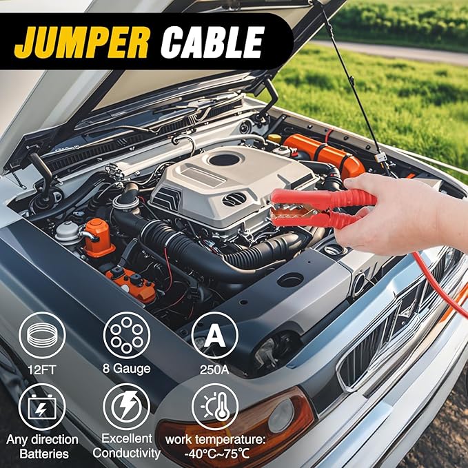 Nilight Car Emergency Kit with Jumper Cable Air Compressor Tire Repair Essential Tools First Aid Alligator Connector Electrical Kit for Travel Camping Outdoor Cars Truck SUV RV