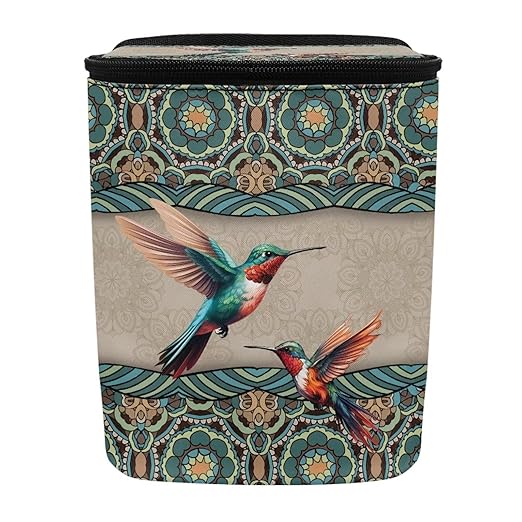 BIGCARJOB Bohemian Style Car Trash Bags for Back Seat,Boho Hummingbird Print Auto Trash Bin Garbage Bags Universal Hanging Trash Can Auto Interior Storage Bags