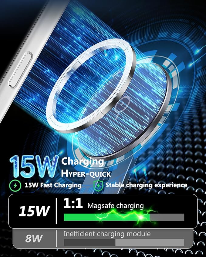 Tesla Phone Mount Charger: 15W Wireless Car Phone Holder for Tesla Model 3/Y Accessories 【 Strongest N52 Magnet + 360° Adjustable + Foldable Design】 Car Mount for Magsafe iPhone & Android