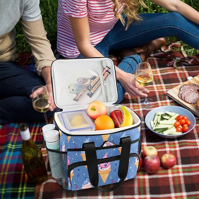 Cooler Bag Insulated Picnic Bag Large Lunch Box Reusable Tote Bag Soft Sided Portable Beach Cooler Grocery Camping