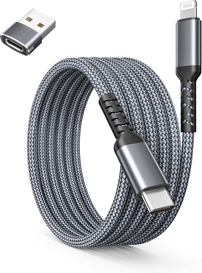 Basesailor USB C to Lightning Charger Cable 6.6ft with USB A Adapter,Power Delivery PD Fast Charging Cord for iPhone 11 12 13 14 10 Mini Pro Max,SE,i11,i12,i13 Phone,Airpods