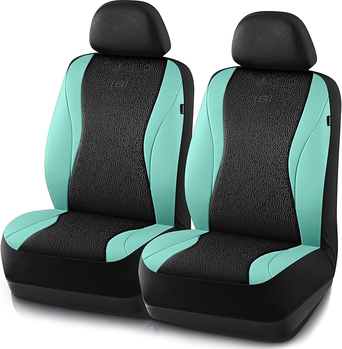 Skechers Car Seat Covers,Leather Seat Covers with GOGA Mat Technology,Waterproof Car Seat Covers Front Seats,Airbag Compatible,Comfort Universal Fit for Most Cars,Vans,Trucks,SUVs,Mint