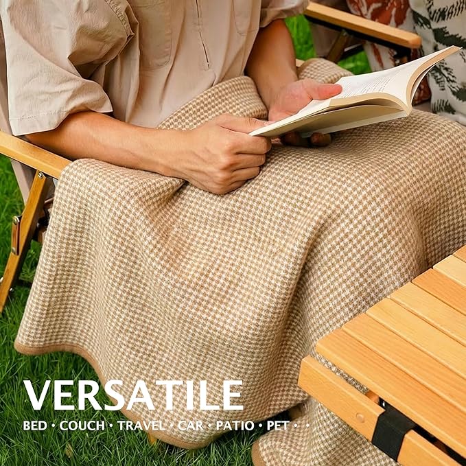 PuTian Merino Wool Camp Blanket - 36" x 63" Great for Bed Couch Camping Outdoors Travel Emergency -Large Warm Soft Washable Wool Throw