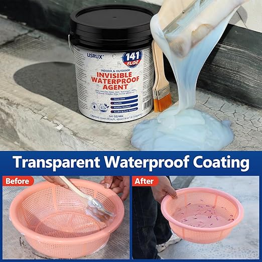 Transparent Waterproof Sealant, 141 Oz Transparent Waterproof Coating for Roof Repair, Walls, Window, Bathroom, Kitchen, Water-Based Clear Sealant, Indoor & Outdoor Invisible Waterproof Agent