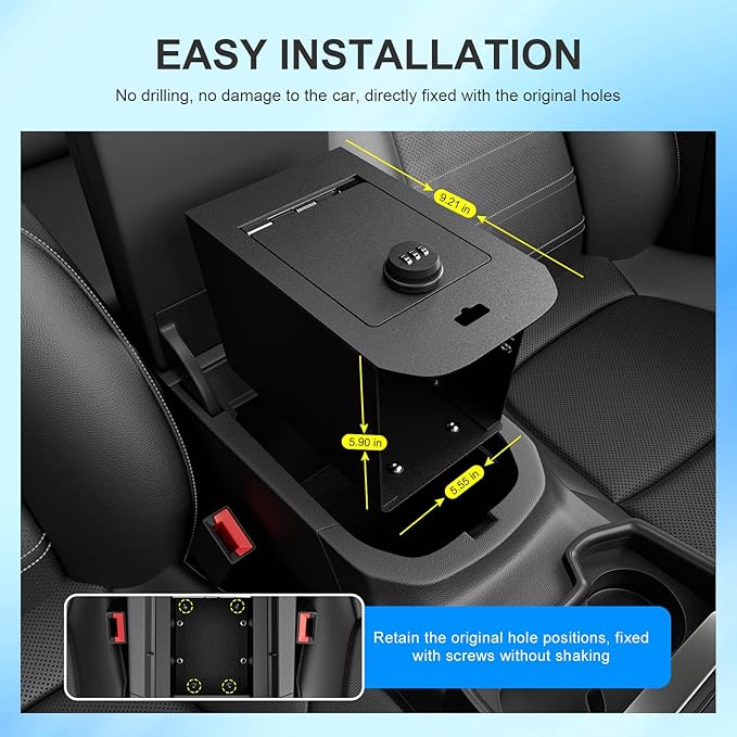 SZYANG Center Console Safe Organizer Compatible with 2019-2025 Toyota RAV4 Lock Box Console Safe Vault Replacement for 2019-2025 Toyota RAV4 Accessories