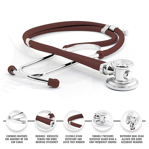 ASA TECHMED Nurse Essentials for Work Starter Kit, Stethoscope, Blood Pressure Monitor, Otoscope, Tuning Forks and More. 18 Pcs Doctor Kit, Nurse Gift (Burgundy)