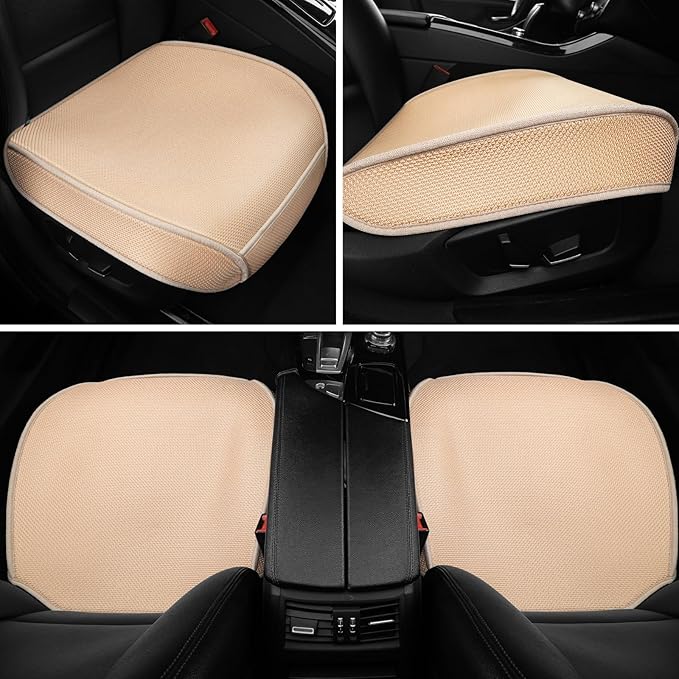 2pcs All-Season Car Seat Wraps Khaki - Breathable Car Seat Covers with Anti Slip Bottom - Durable Auto Seat Cushions Universal Fit for Vehicles Cars SUV Trucks Front Seats