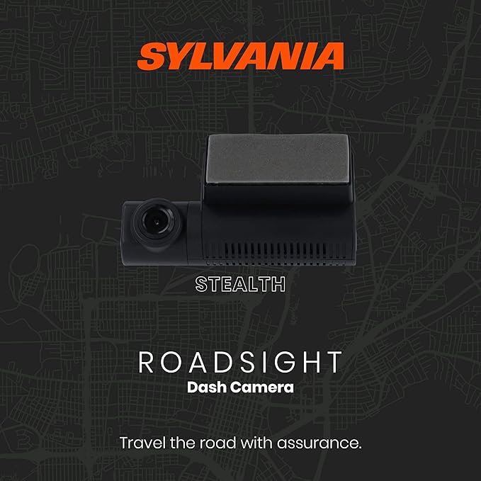 SYLVANIA - Roadsight Stealth Dash Camera - 140 Degree View, HD 1440p, 16GB SD Memory Card Included, Loop Recording, G-Sensor, Screenless, Parking Mode, GPS, Mobile App, Taxi, Truck, Car