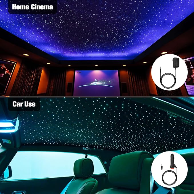 CHINLY Twinkle 650pcs 13.1ft 0.03in Fiber Optic Lights Starlight Headliner kit, Music Mode Bluetooth APP Control Remote, RGBW Star roof Lights for Star Headliner/Home Theater/Pool Ceiling