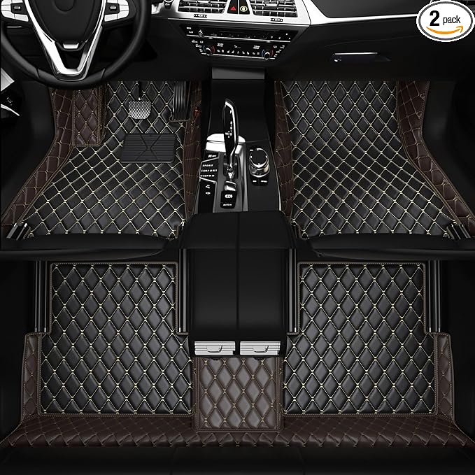All-Weather car Floor MATS-Suitable for 99% of car Models,Leather car mat, offering Personalized Embroidery and Multiple Color Options,Provide Protection for car Rug (Darkbrown1)