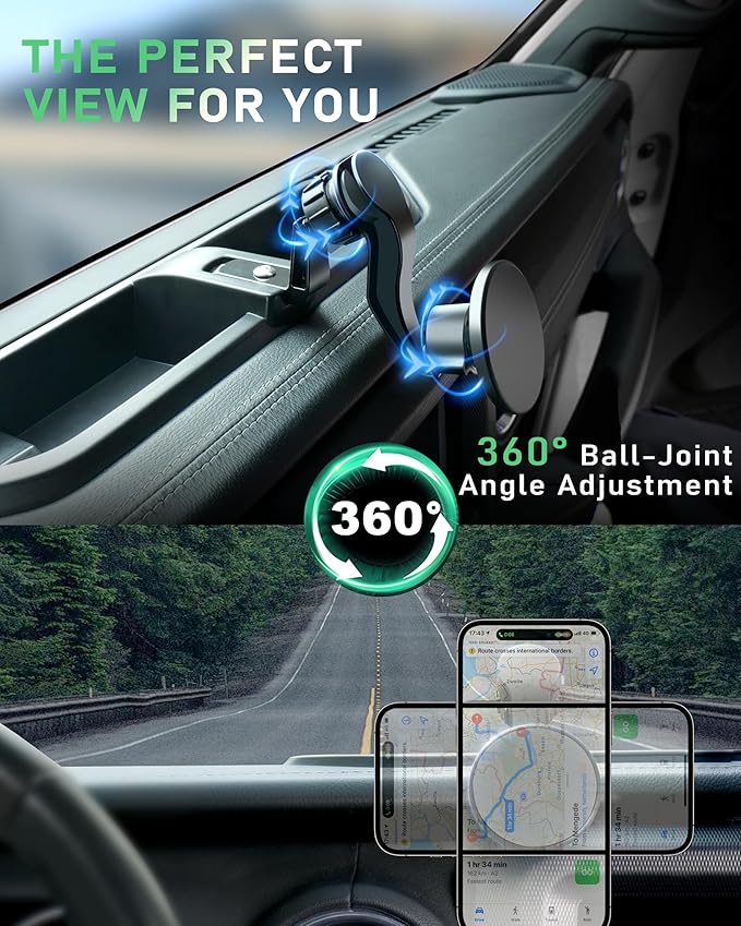Magnetic Phone Mount for Jeep 2018-2023 Wrangler JL JLU & Gladiator JT - Dashboard Phone Holder with Magsafe for Jeep Wrangler & Gladiator Accessories (Not for 4XE)